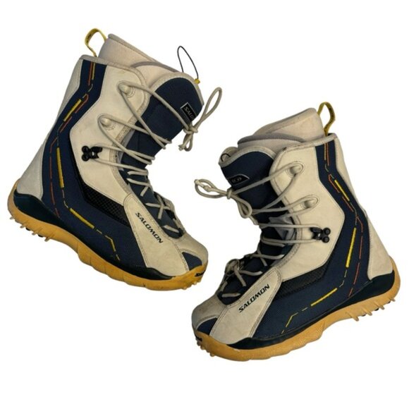 SALOMON Women's Vigil ThermicFit Snowboard Boots Size 9 Beige/Navy/Yellow - Picture 1 of 9